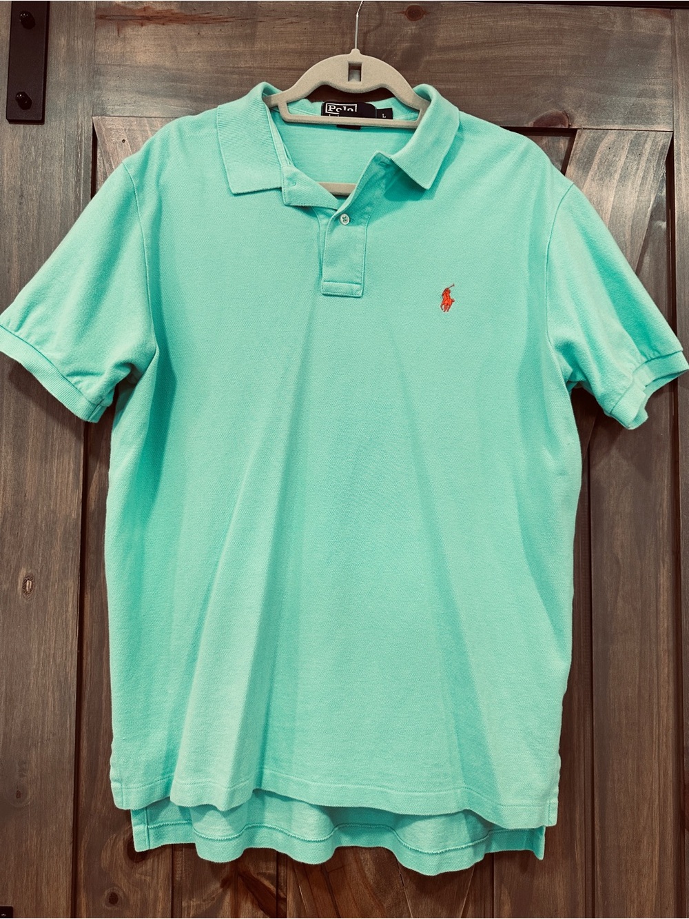 Polo Ralph Lauren Sea Foam Green Polo Shirt Men's Size L Orange Pony Logo